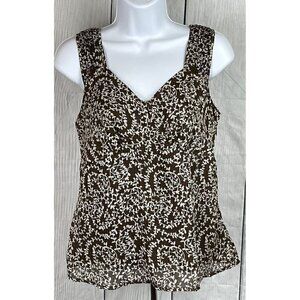 George Designs by Mark Eisen XS (0/2) Sleeveless V-Neck Brown Sheer Lined Top